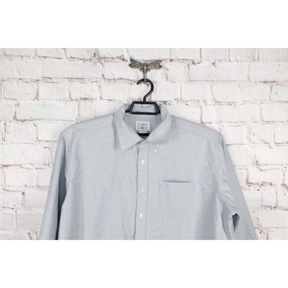 LL Bean Wrinkle Free Classic Oxford Shirt Traditional Fit Gray 17 1/2- 33 - Picture 2 of 11
